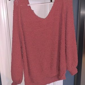 Pink lily off the shoulder sweater